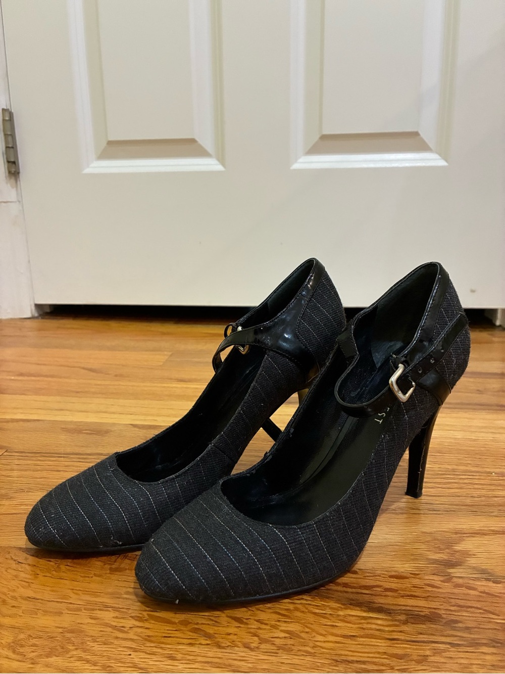 Nine West Black Pinstripe Stiletto Pumps